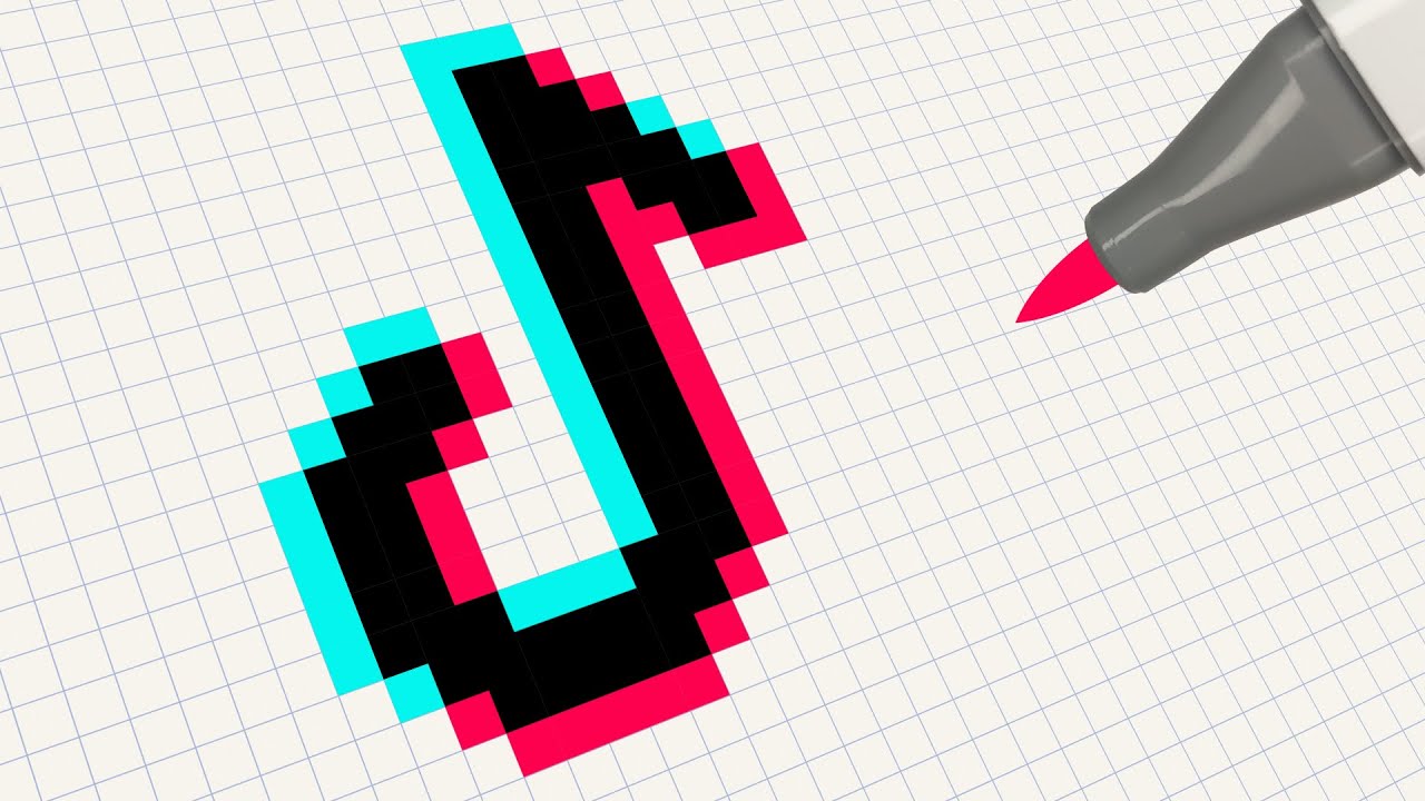 Pixel Art Facile Logo Tiktok Social Media Logo Pixel